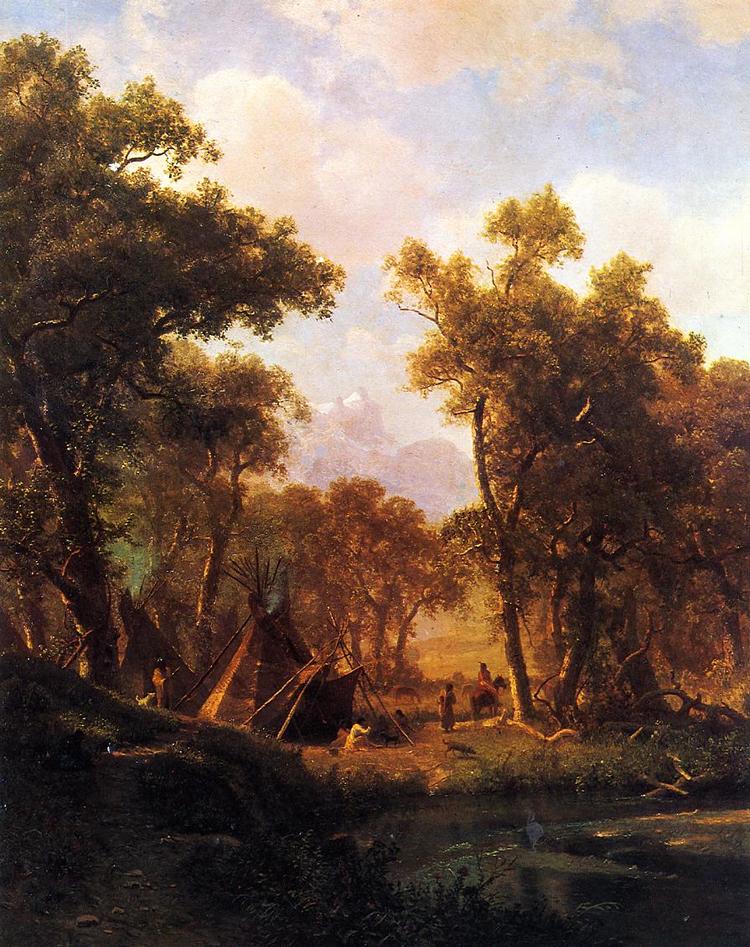 Albert Bierstadt Painting Indian Encampment, Shoshone Village